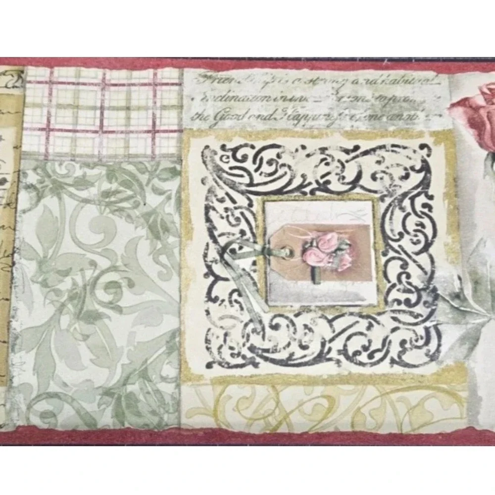 Village Quilt Collage Wallpaper Border 5815140 Patchwork Heart Rose Music 2 Roll